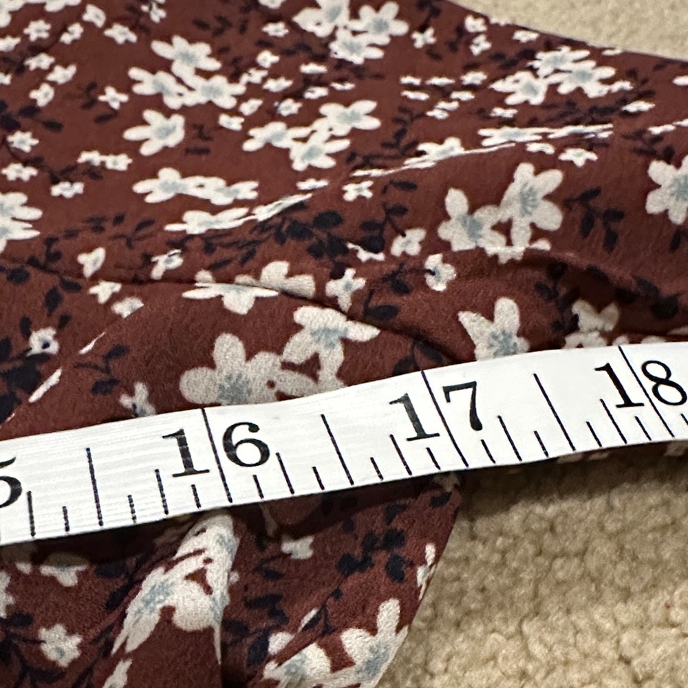 Abercrombie & Fitch Brown Floral Square Neck Puff Sleeve Blouse - Picture 8 of 10